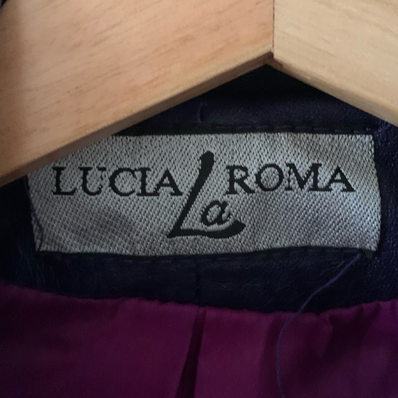 Vintage VTG Purple Leather and Wool Jacket Small - Picture 8 of 13